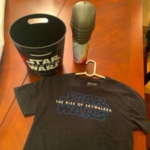 Star Wars The Rise Of Skywalker T-Shirt. Special Theater Cup & Popcorn Bucket.
